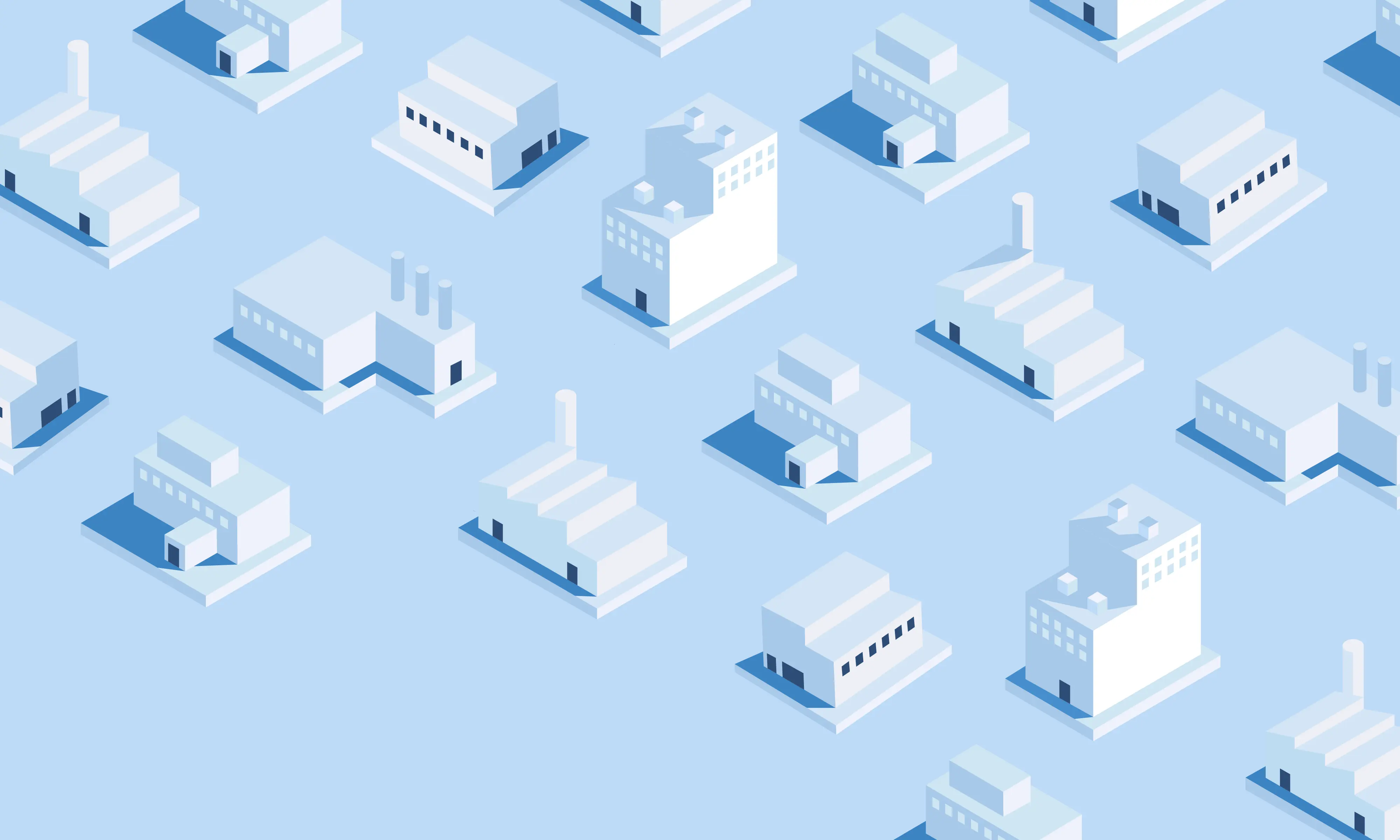 Illustration de bâtiments symbolisant les marques de certifications de Les Produits Du Québec
