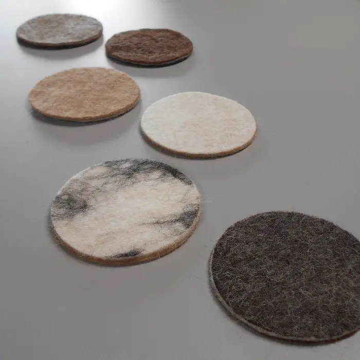 Accessoires deco 100% alpaga naturel feutré : housse coussin, sous-verre, sous-plat