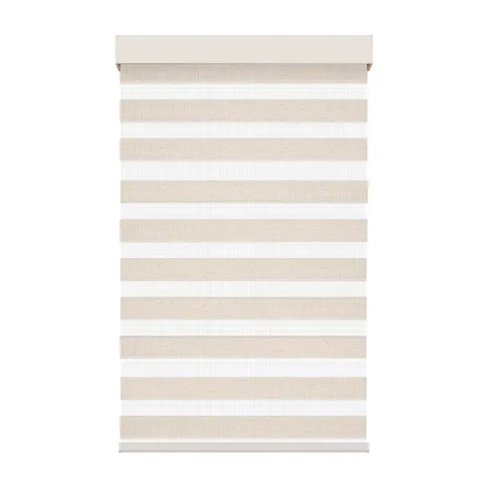 Toile alternée beige effet lin avec cassette carrée