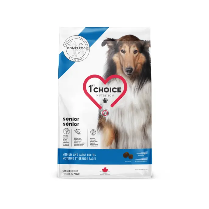 1st Choice chien senior - Moyenne et grande races - Nourriture sèche formule poulet